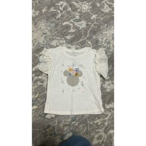 Disney Parks Mickey Mouse Floral Eyelet Ruffle Sleeve Girls Shirt 5T